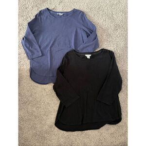 Tommy Bahama Women’s Ashby Rib 3/4 Sleeve T-Shirt Navy and Black Size XL Bundle